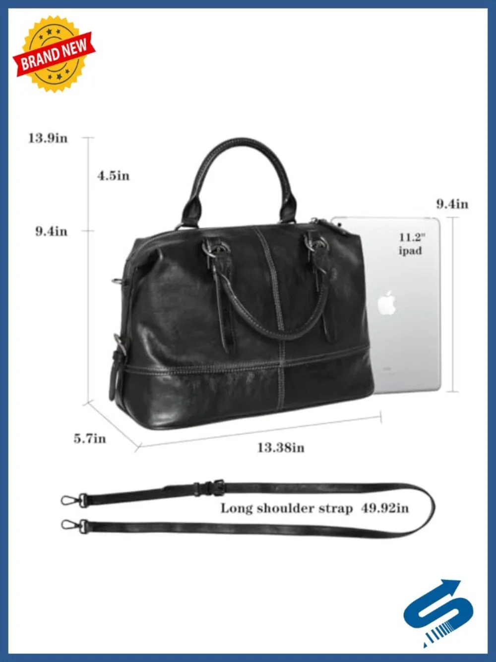 Genuine Leather Satchel Bag Top Handle Crossbody Tote Work Travel Handbag